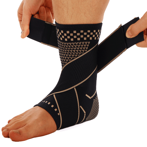 Copper Ankle Support Brace Compression Sleeve Plantar Fasciitis Pain Relief Foot - Picture 9 of 17