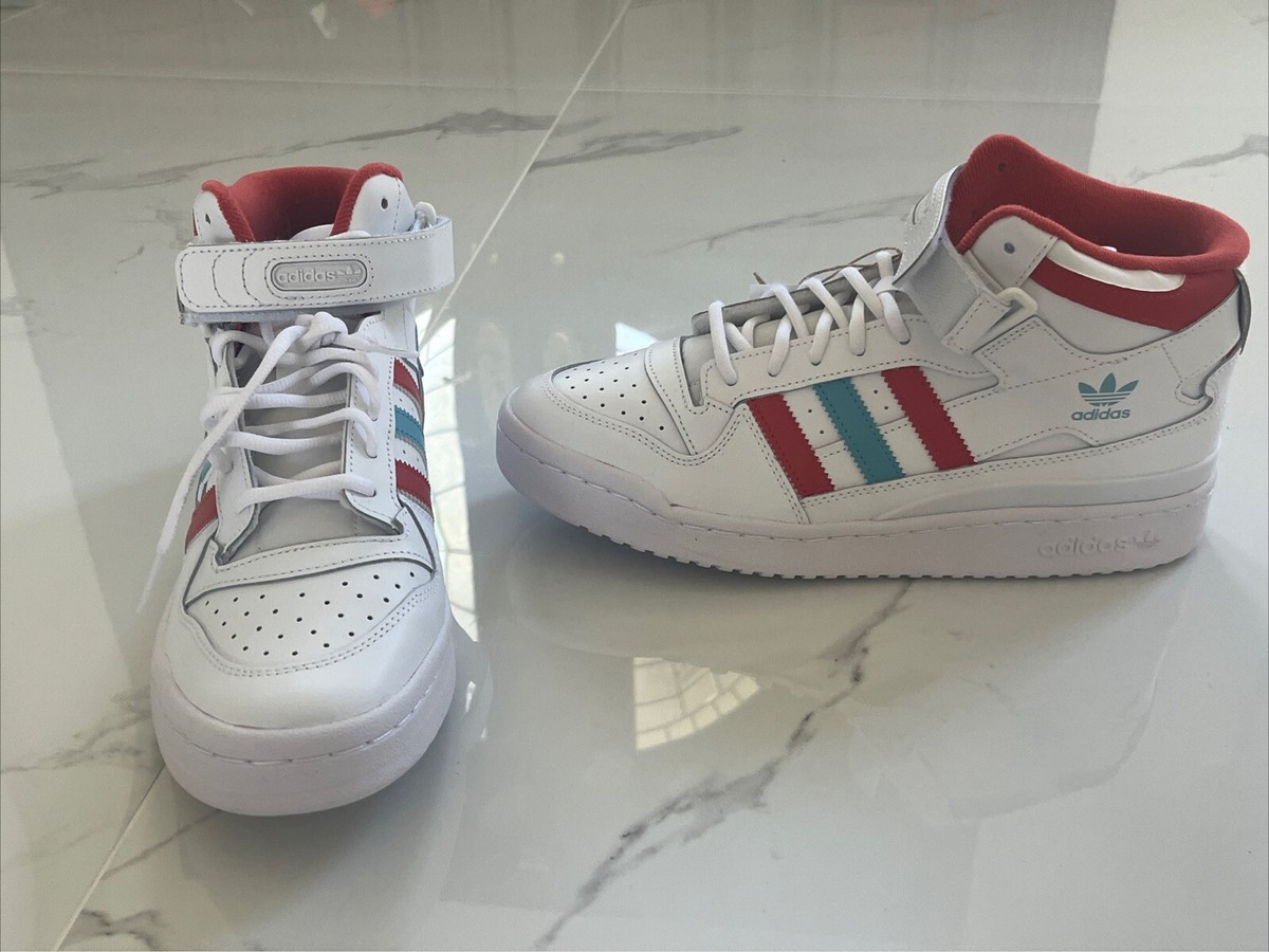 adidas forum mid white red blue