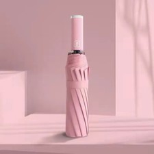 Pink 10Ribs UV Umbrella Color Travel Fashion Automatic Sun Rain Umbrella Outdoor