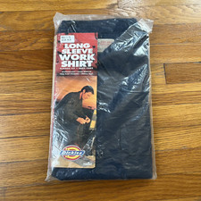 NOS Dickies LS Work Shirt Blue 1990s - Size 17 1/2 x 34/35 XL, Made in USA
