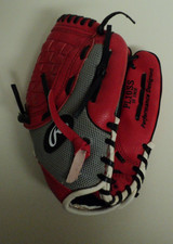 Rawlings Youth Baseball Glove Left Handed pl10ss 10 Inch Basket Web Red AT 10118