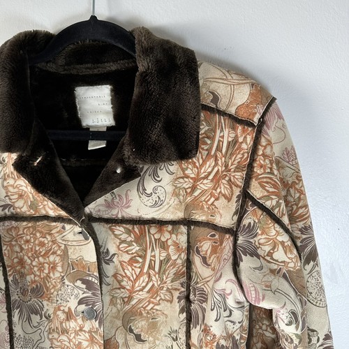 J. Jill Jacket Women’s Size Small Paisley Coat Velvet Fur Faux Suede Floral Soft - Picture 5 of 21