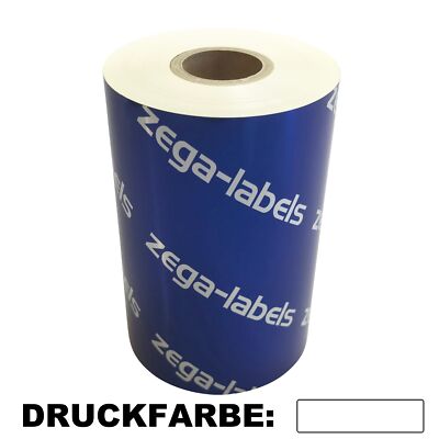 Thermotransfer Farbband WEISS 110 mm x 300 m zega color xtreme (Harz) für Folie