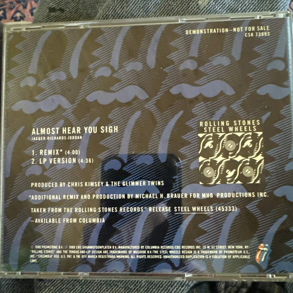 Rolling Stones Three Inch CD Single Almost Hear You Sigh  1989 Promo Cd - Image 2 of 2