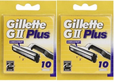 20 x Gillette GII G2 Plus Mens Razor Comfort Blades Cartridge Refills Lubrastrip