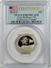 2013 - S Clad Washington Quarter - Fort McHenry NP - PCGS PR69DCAM - FS