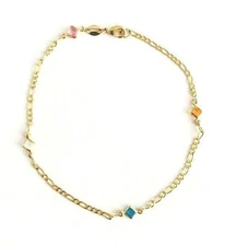 18k gold filled Multicolor Crystal anklet 9.5" long / tobillera multicolor - A30