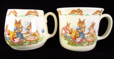 2 Royal Doulton Bone China Bunnykins Bunnies with Babies Children's Mugs Cups