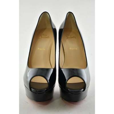 Christian Louboutin Fetish Peep 130 Black Patent Platform Sandal