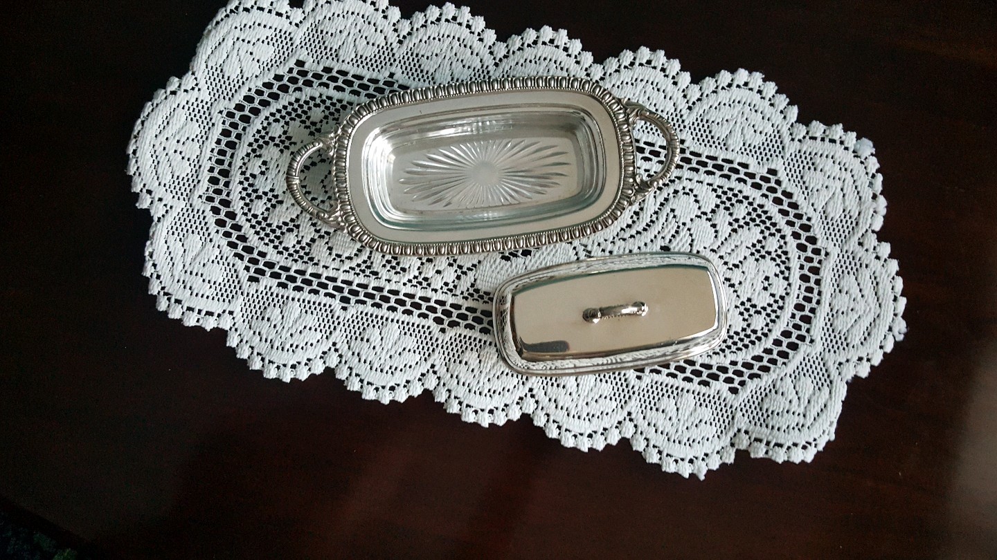 English Silver Mfg. Covered Butter Dish with Glass Insert eBay