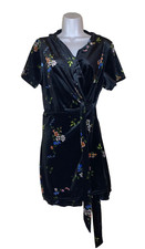 Urban Outfitters Women's Velvet Tiger Floral Wrap Short Sleeve Mini Dress Y2K L