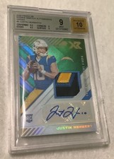 2020 Panini XR Green Rookie Swatch Autographs Justin Herbert RC Auto Patch /3 