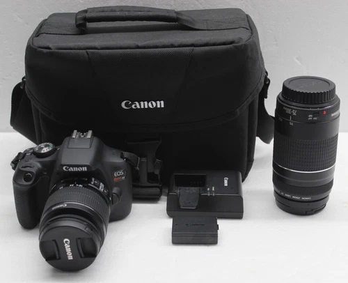 Canon EOS Rebel T7 DSLR Camera with 18-55mm and 75-300mm Lenses, Batt. & Charger