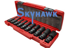 10 Pc 12 Drive Sae Universal Swivel Deep Impact Socket Set Pro Radius Set