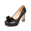 thumbnail 7 - Lady Patent Leather Block High Heels Bow Knot Women Round Toe Fashion Pump Shoes