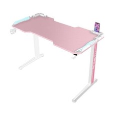 GAMING TABLE RBG LIGHTS STREAMER COMPUTER DESK WITH LED LIGHTS ERGONOMIC PINK