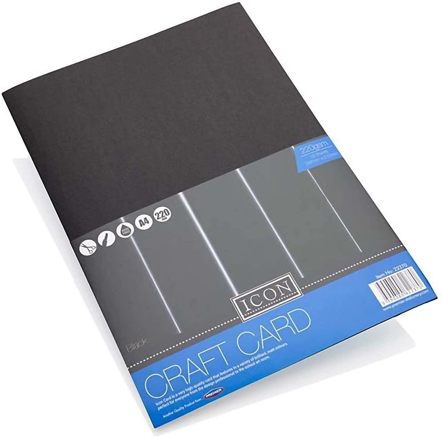 Premier Stationery Craft Icon A4 Black Card 220gsm Pack of 10 Sheets