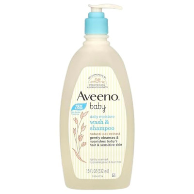 Aveeno Baby Daily Moisture Gentle Body Wash & Shampoo with Oat Extract, 2-in-1 B
