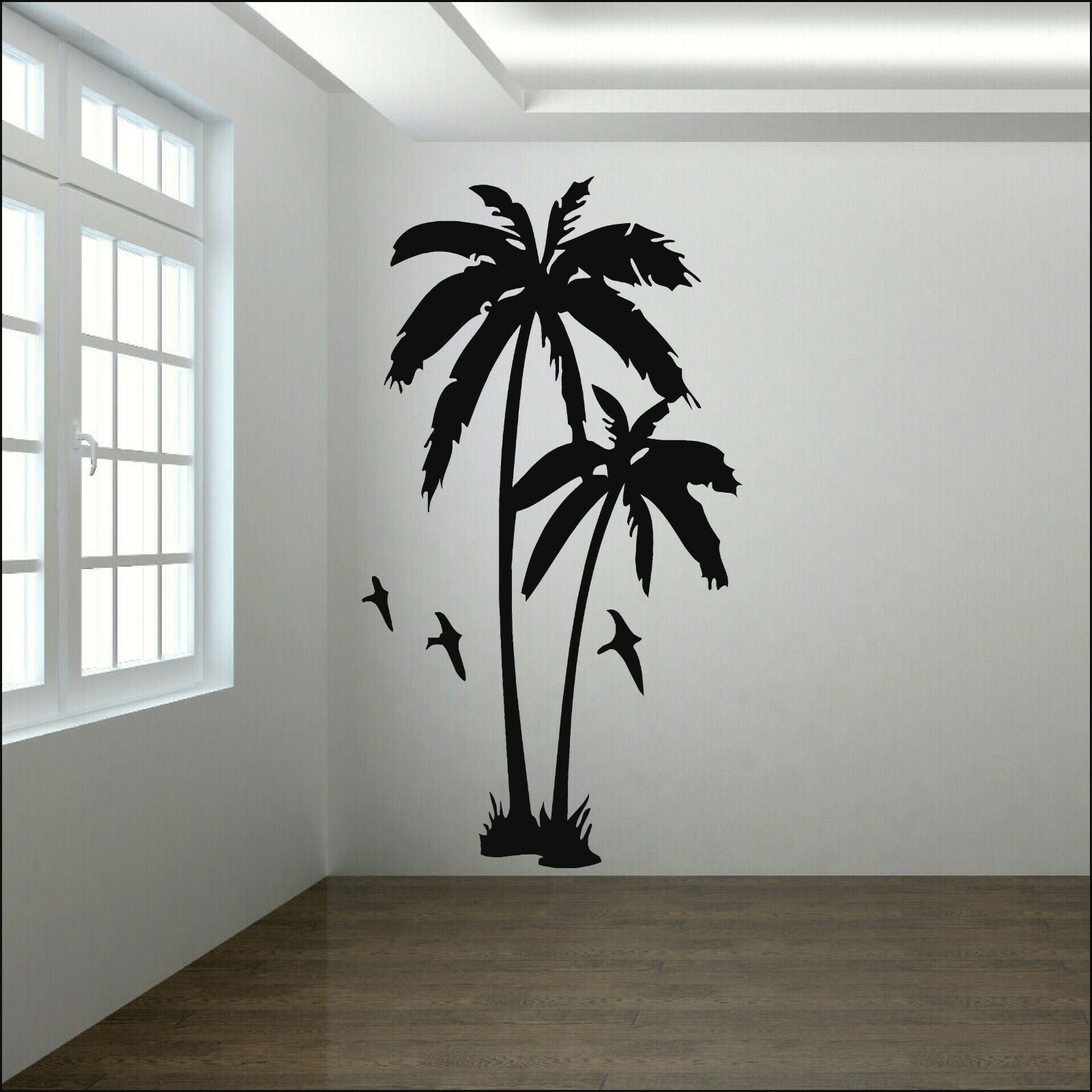 Palm Tree Wall Art Sticker With Birds High Quality Transfer Vinyl A4