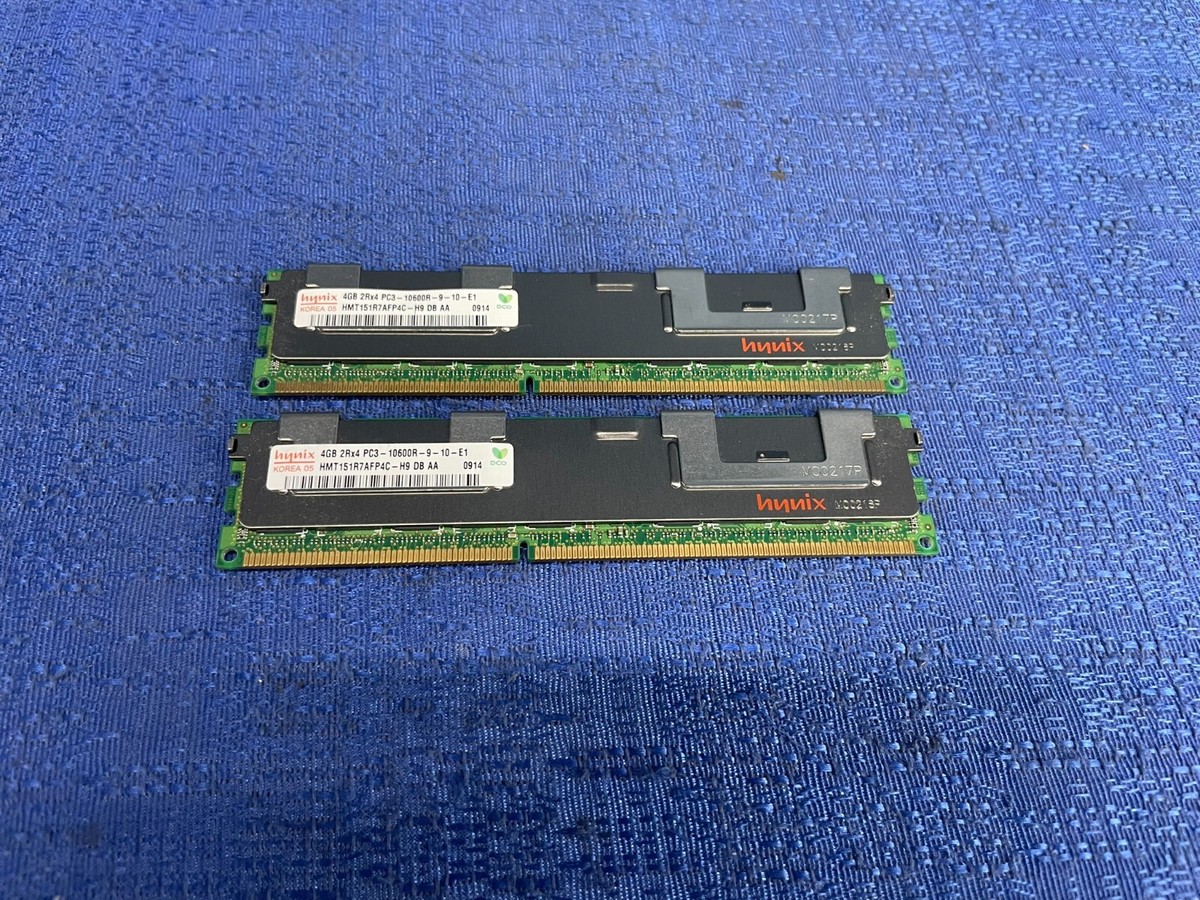 Lot of 2 Hynix 4GB 2rx4 PC3-10600R-9-10-E1 HMT151R7AFP4C-H9 DB AA 
