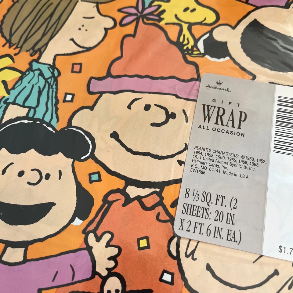 Hallmark Peanuts Charlie Brown Snoopy Regalo Cumpleaños Papel Envolvente 2x NUEVO DE COLECCIÓN LEER Foto 3 de 4