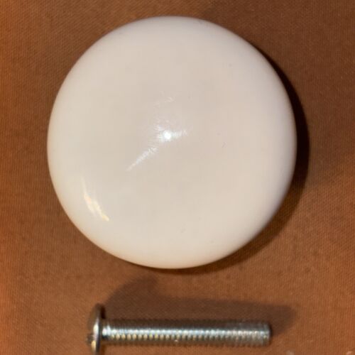 3 Salvaged White Porcelain Drawer Knobs Round Ceramic Pulls Cabinet w/Screws - Picture 11 of 19