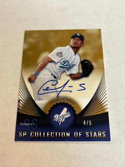 2005 UPPER DECK SP COLLECTION OF STARS CESAR IZTURIS 4/5 HOLO FOIL AUTO DODGERS