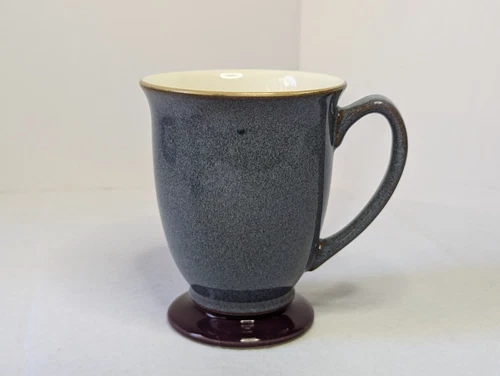 Denby Storm Footed Mug Gray Grey White Inside Purple Base Vintage