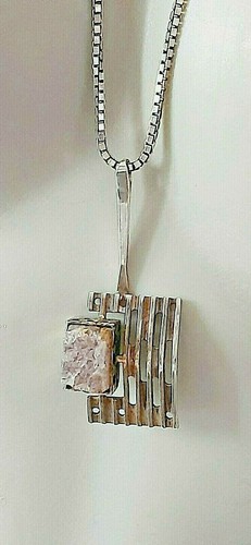 Silver pendant with silver chain ° 800 // 835 ° amethyst ° modernist ° - Picture 11 of 12