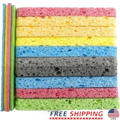 12PCS Biodegradable Cleaning Sponges Non-Scratch Dish Scrub Durable Kitchen Use