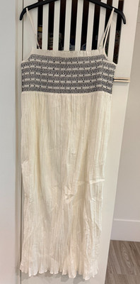 NWT Womens Catania Ivory and Black Embroidered Crinkled Dress from J.Crew sz 8