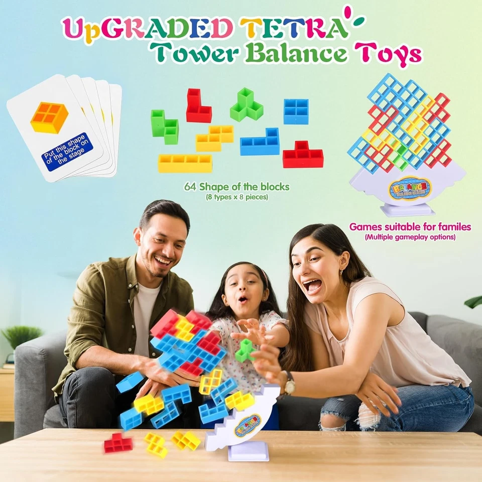 Tetra Tower Spiel Stapelspiel Kids Wackelturm Stapelturm Stapelblöcke Tower Game - Bild 2 von 4