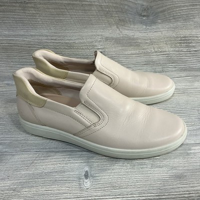 ECCO Soft 7 Easy Slip On Sneakers Beige Leather Womens Size US 8-8.5 39 EU