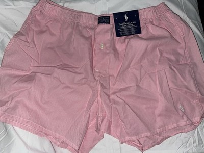 Polo Ralph Lauren Men s Boxer Shorts Underwear Check Pink/White Size L