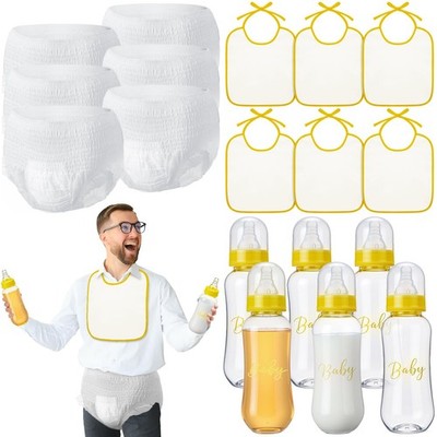 6 Sets Bottle Chug Baby Shower Games Juegos Para Plastic Baby Bottles Bibs Dispo