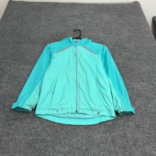 LL Bean Jacket Kids S 8 Teal Nylon Hooded Full Zip Reflective Gorpcore