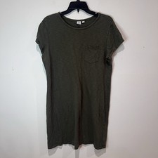Gap Green T-shirt Dress With Pocket 100% Cotton Size L Short Sleeve
