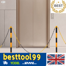 Post and Chain Link Barriers, Yellow & Black Plastic Free Standing Safety Bollar