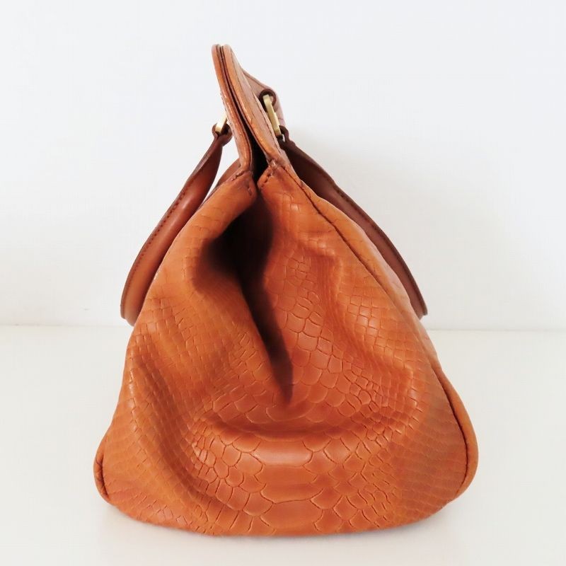 T08 LONGCHAMP Longchamp Python Embossed Leather H… - image 3
