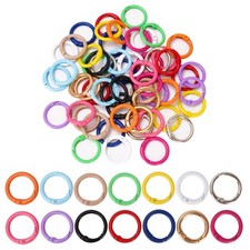 ZZSKSK 70 Pieces Metal Colored Key Ring Clips  Spring O Ring Round Chain, Mu...