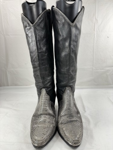 Acme Dingo Gray Snake Skin Leather Cowboy Boots Size 7.5 M