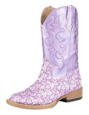 Roper Western Boots Girls Floral Glitter Purple 09-018-1901-1520 PU