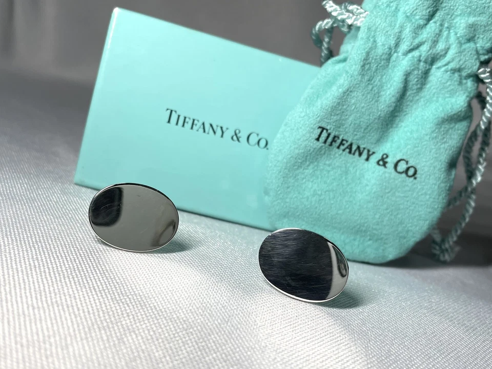 Autentici rari gemelli Tiffany & Co. in argento sterling ovale specchiato SV925 - Immagine 4 di 4
