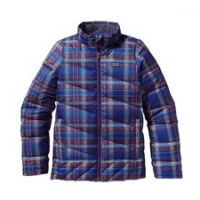 Patagonia Girls XS 5-6 Goose Down 700 Fill Insulated Puffer Jacket Blue Plaid