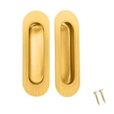 Recessed Door Handle Flush Pull 4.7 Inch Gold Sliding Closet Door Handle Oval...