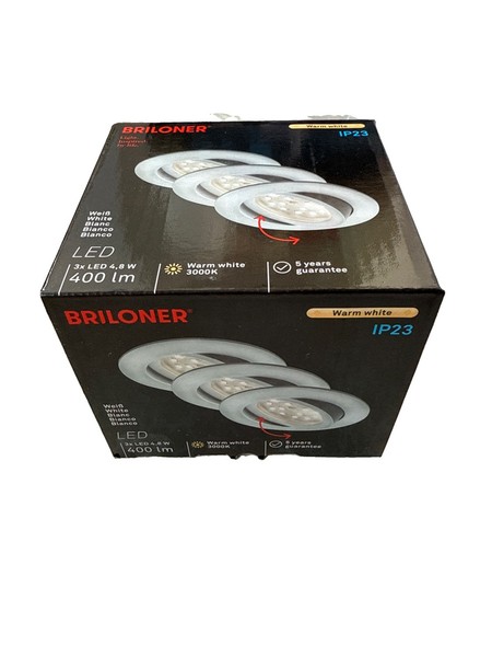 Briloner Led Einbauleuchte 3Er Set 5W 400Lm 3000K Weiß Schwenkbar Spot Ø82Mm-image