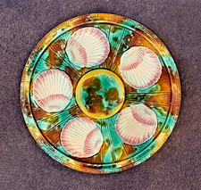 ANTIQUE FRENCH MAJOLICA OYSTER PLATE