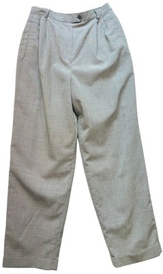 Austin Reed Womens Wool Straight Leg Pleated Pants 25 Waist Gray Houndstooth