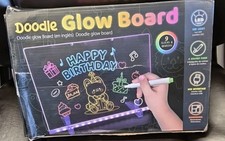 LED Light-Up Drawing Board 9 Colors 12 Modes 11.8"x7.9" Acrylic Remote PKGDMG