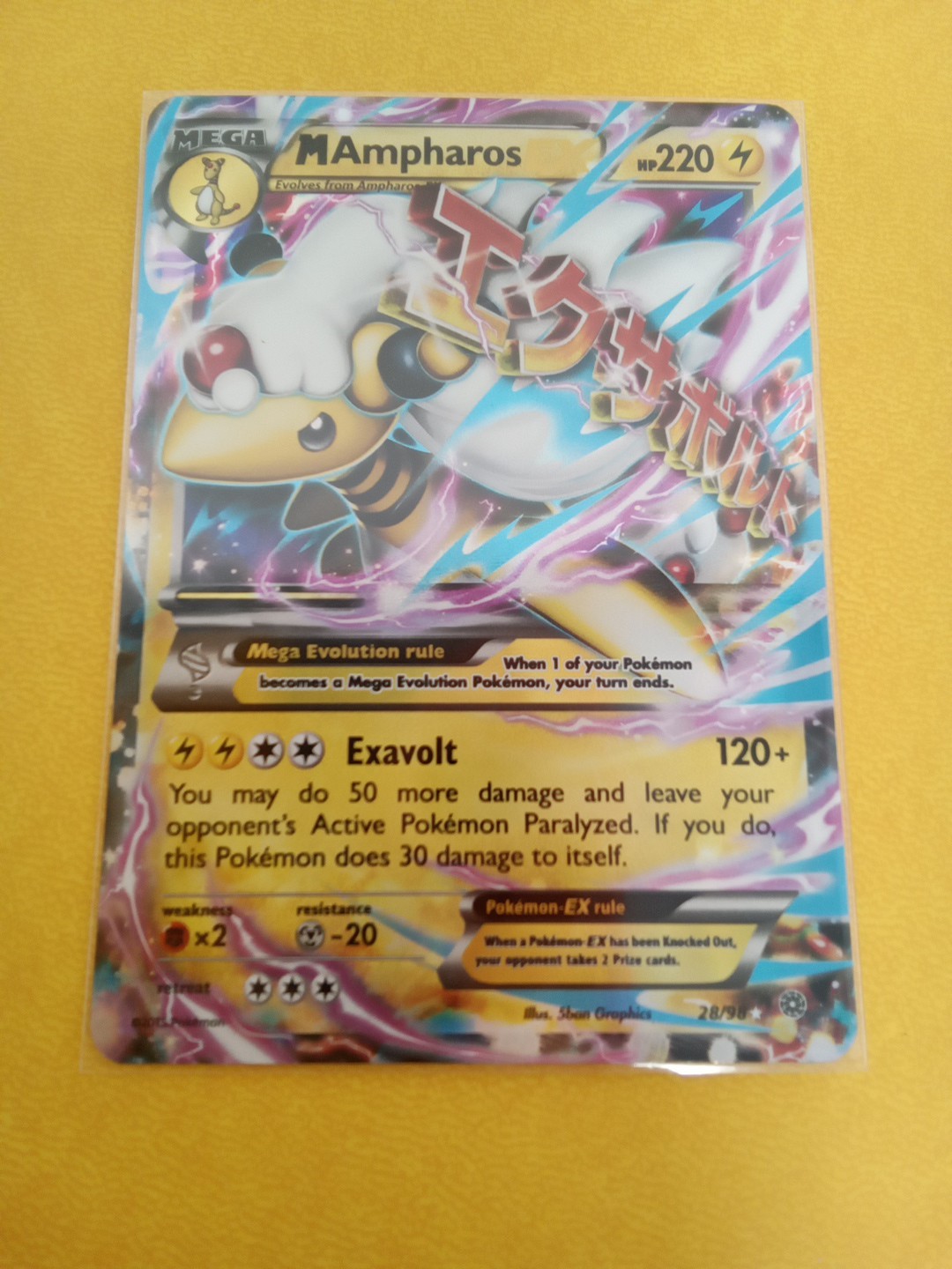 Pokemon M Ampharos EX 28/98 Card